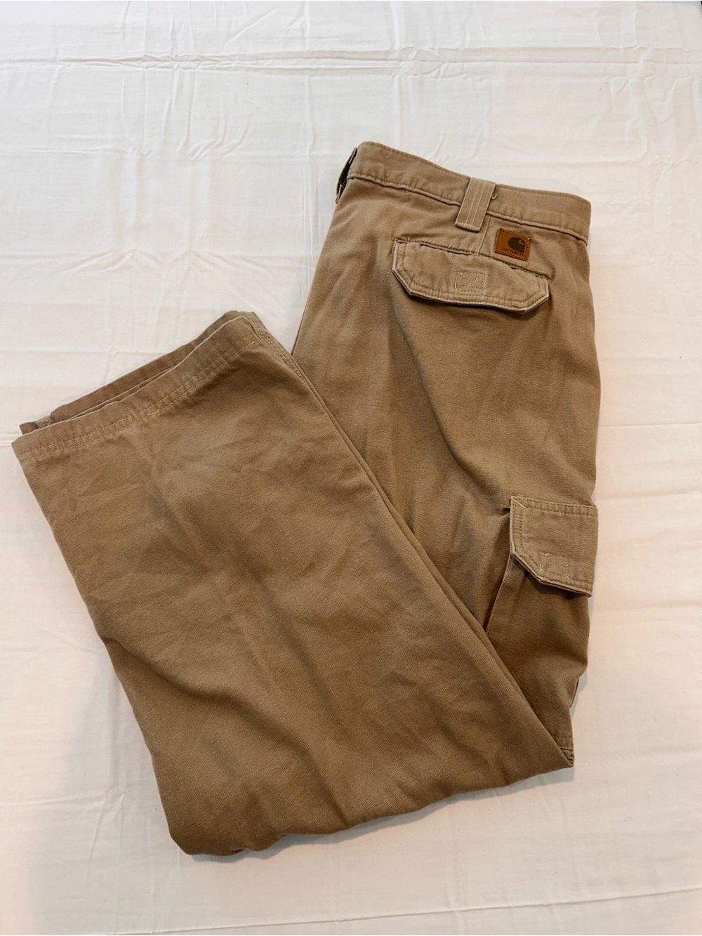 Carhartt Men’s Tan Cargo Work Pants with Utility Pockets
